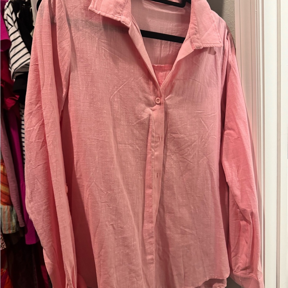 Pink Button-Up Shirt
